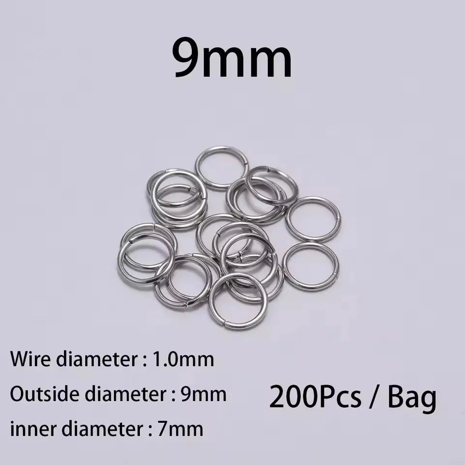 200Pcs 3-10mm Stainless Steel Split Ring Open Single Loops Jump Rings Connectors for DIY Jewelry Making Findings Accessories