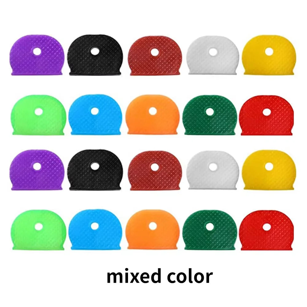 24/32Pcs Mixed Plastic Keys Caps Topper Elastic Case for DIY Keyring Rubber Head Caps Keys Locks Tags ID Markers