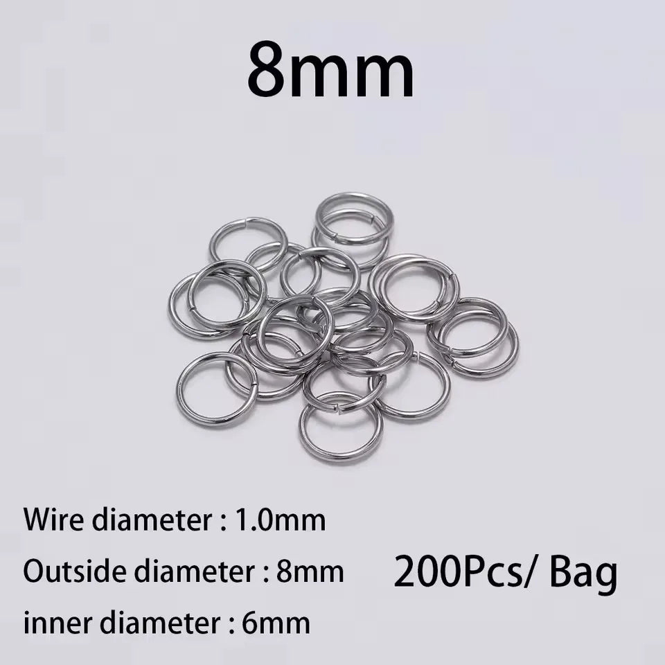 200Pcs 3-10mm Stainless Steel Split Ring Open Single Loops Jump Rings Connectors for DIY Jewelry Making Findings Accessories