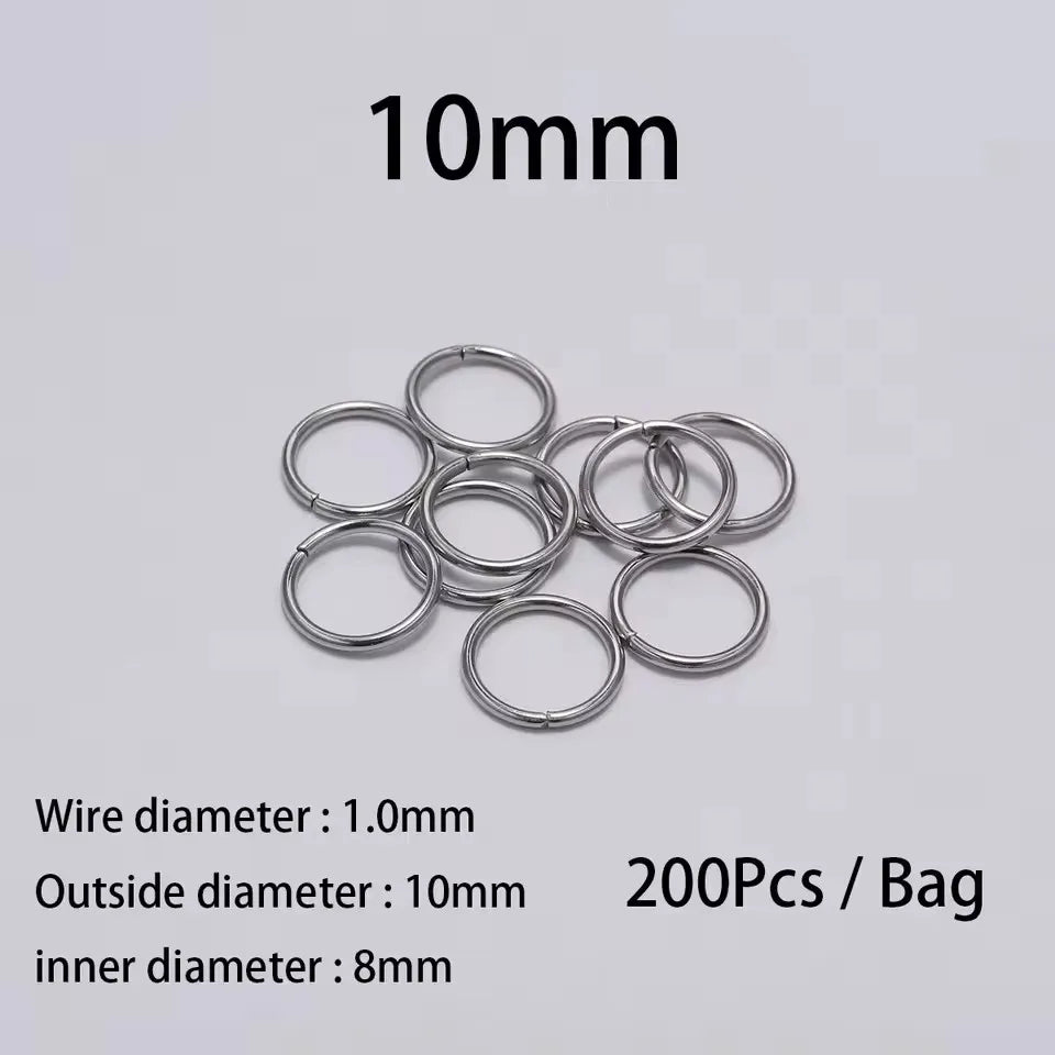 200Pcs 3-10mm Stainless Steel Split Ring Open Single Loops Jump Rings Connectors for DIY Jewelry Making Findings Accessories