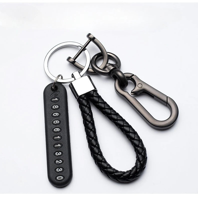 Mobile Phone Number Plate Woven Rope Car Key Anti-loss Phone DIY Pendant Men's and Women's 8-shaped Key Chain Key Chain