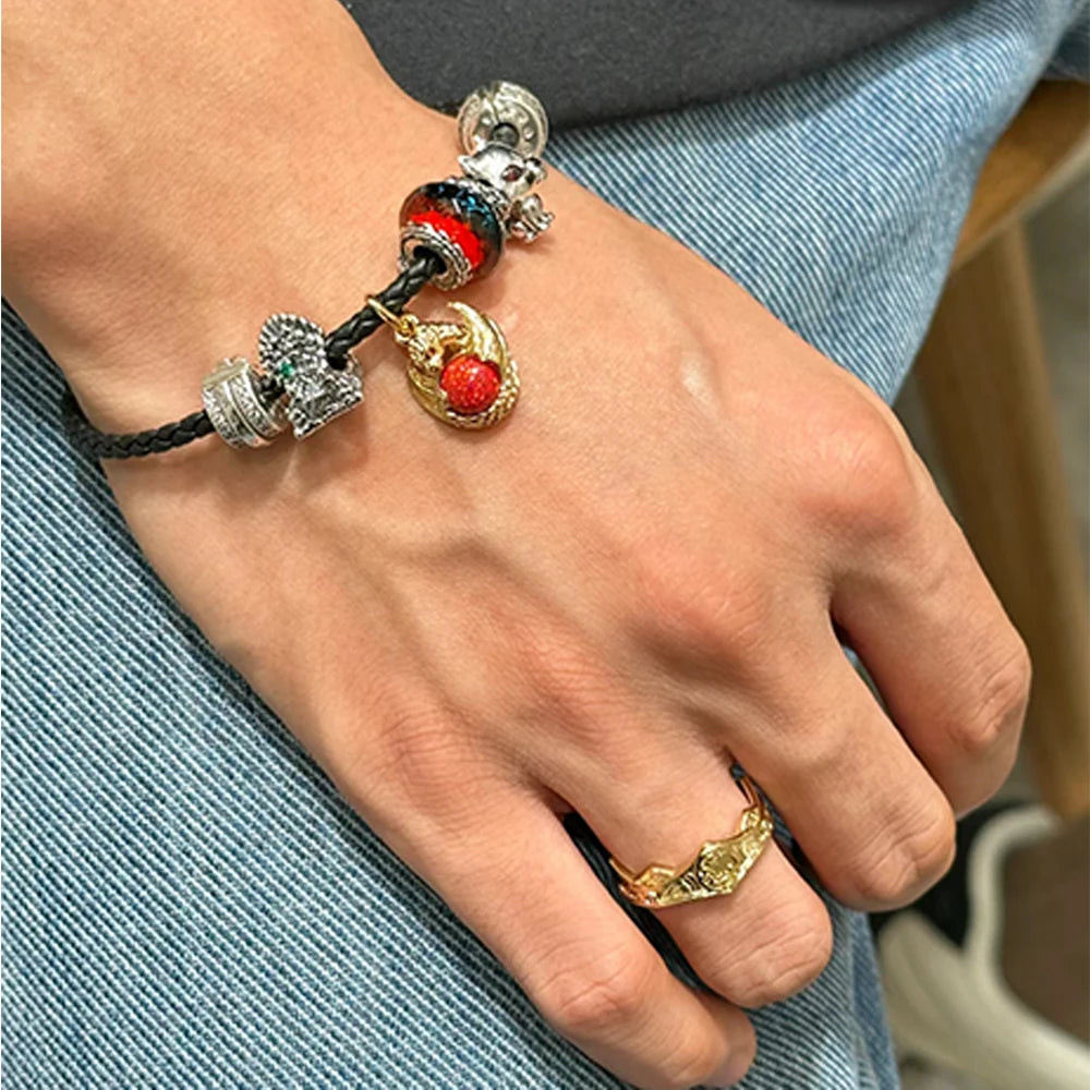 Game Theme 925 Sterling Silver Flying Dragon&Egg&Throne&Night Light Heart&Ice Fire Bead&Wolf Head&Magic Flower Monster Charm