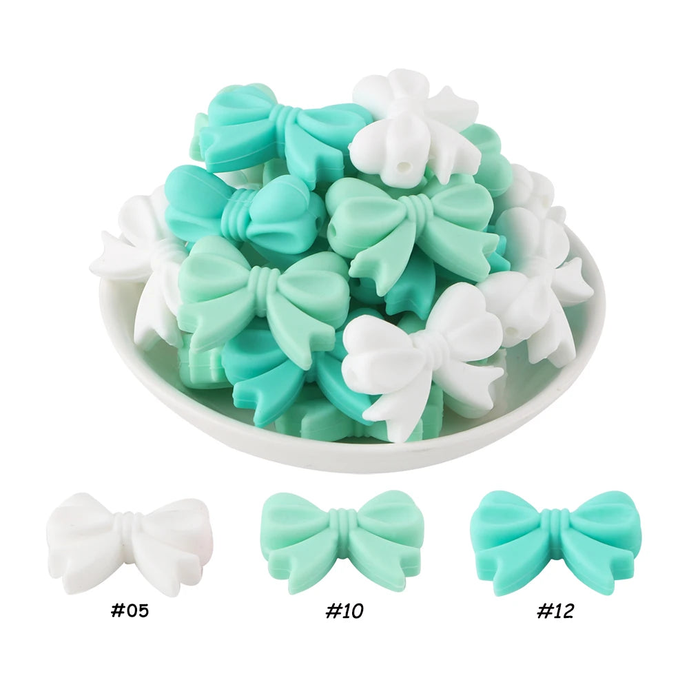 Kivoct 10pcs Crown Bowknot Silicon Beads Bow Tie Beads For Jewelry Making DIY DIY Necklace Necklace KeyChain Accessories