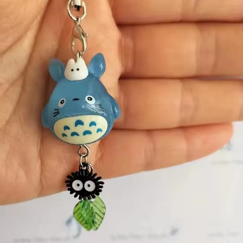 Kawaii Blue Animal Totoro Phone Charm Soot Sprite Keychain Woodland Anime Cat Cosplay Pendant Accessories Handmade Y2K Gift