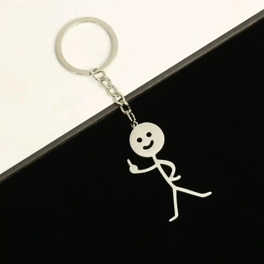 Funny Stainless Steel Funny Guy Key Chain Stickman Matching Heart Keychain Purse Bag Backpack Pendant Decoration