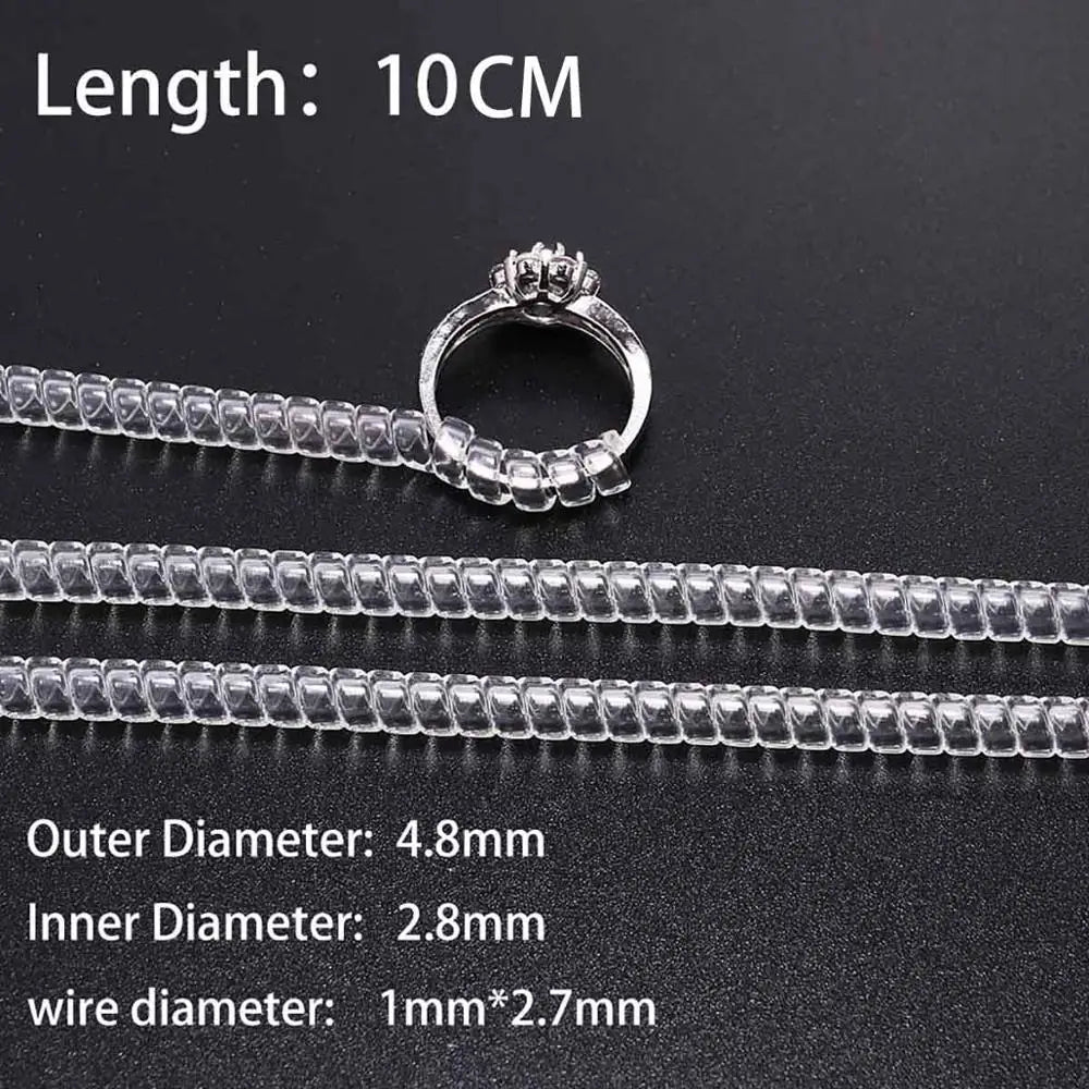 4pcs/lot Transparent Spiral Based Ring Tools Spring Coil Ring Size Adjuster Guard Tightener Reducer Resizing Tool For Jewelry