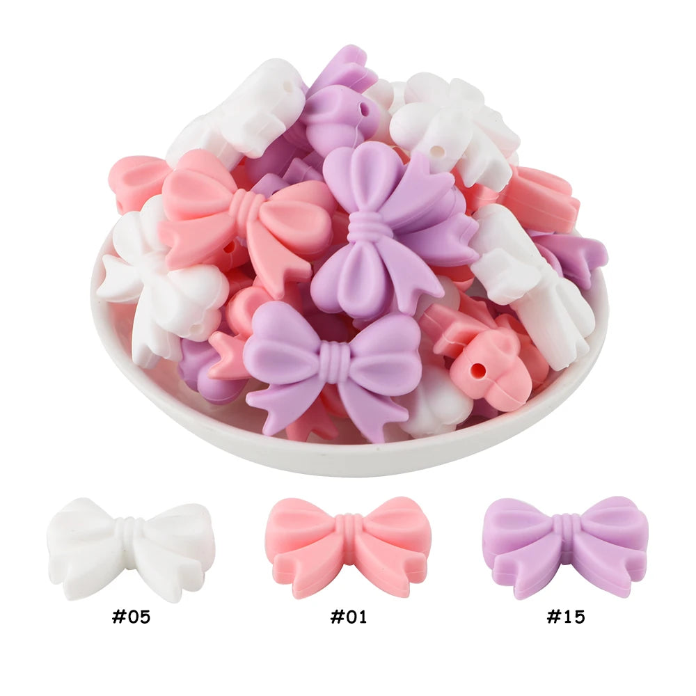 Kivoct 10pcs Crown Bowknot Silicon Beads Bow Tie Beads For Jewelry Making DIY DIY Necklace Necklace KeyChain Accessories