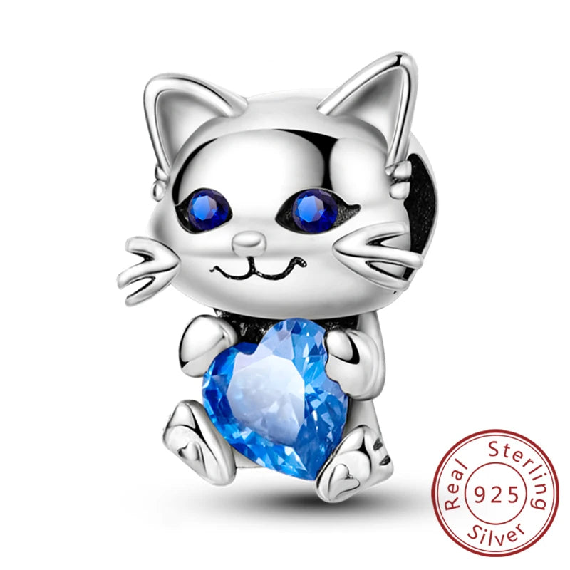 New 925 Sterling Silver Charm Beads Dog Cat Pets Pendant Fit Original Bracelet Necklace DIY Charm Jewelry Making