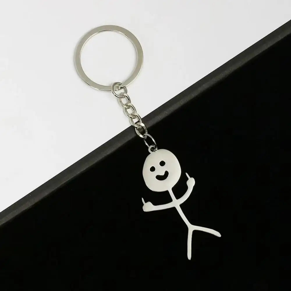 Funny Stainless Steel Funny Guy Key Chain Stickman Matching Heart Keychain Purse Bag Backpack Pendant Decoration