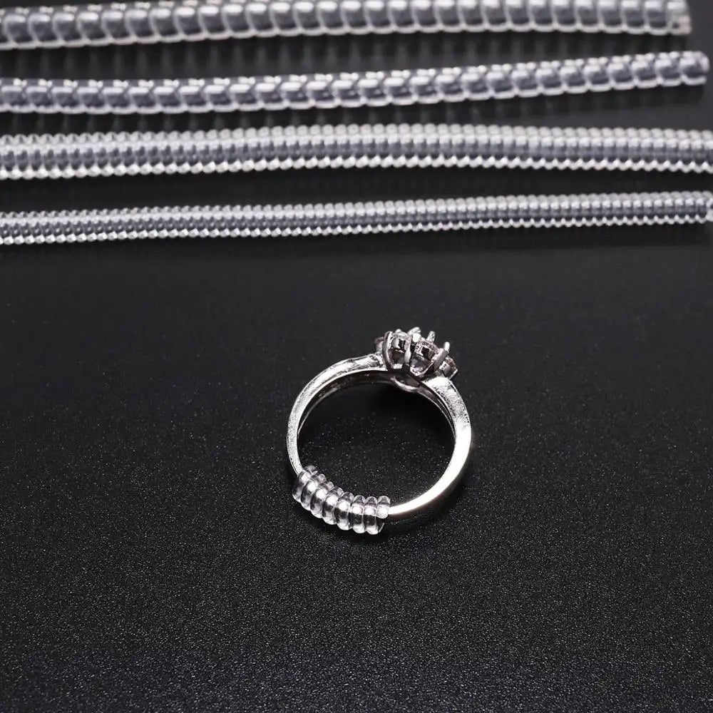 4pcs/lot Transparent Spiral Based Ring Tools Spring Coil Ring Size Adjuster Guard Tightener Reducer Resizing Tool For Jewelry