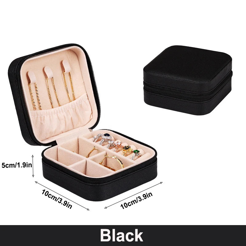 Wunionup Portable Mini Jewelry Travel Case PU Leather Organizer Box Jewelry Storage Holder for Girls Womens Earring, Necklace