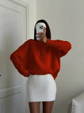 Hirsionsan Basic O Neck Basic Sleeve Sweater Women 2025 Oversized Short Knitted Wool Pullover Female Casual Thick Warm Soft Tops