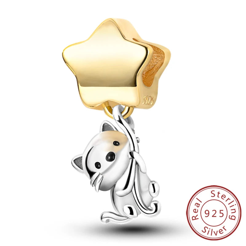 New 925 Sterling Silver Charm Beads Dog Cat Pets Pendant Fit Original Bracelet Necklace DIY Charm Jewelry Making