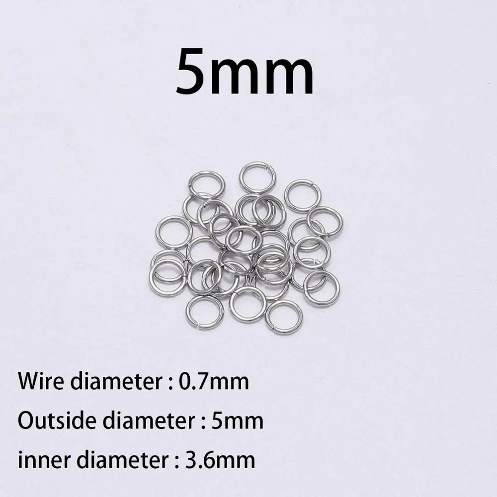 200Pcs 3-10mm Stainless Steel Split Ring Open Single Loops Jump Rings Connectors for DIY Jewelry Making Findings Accessories