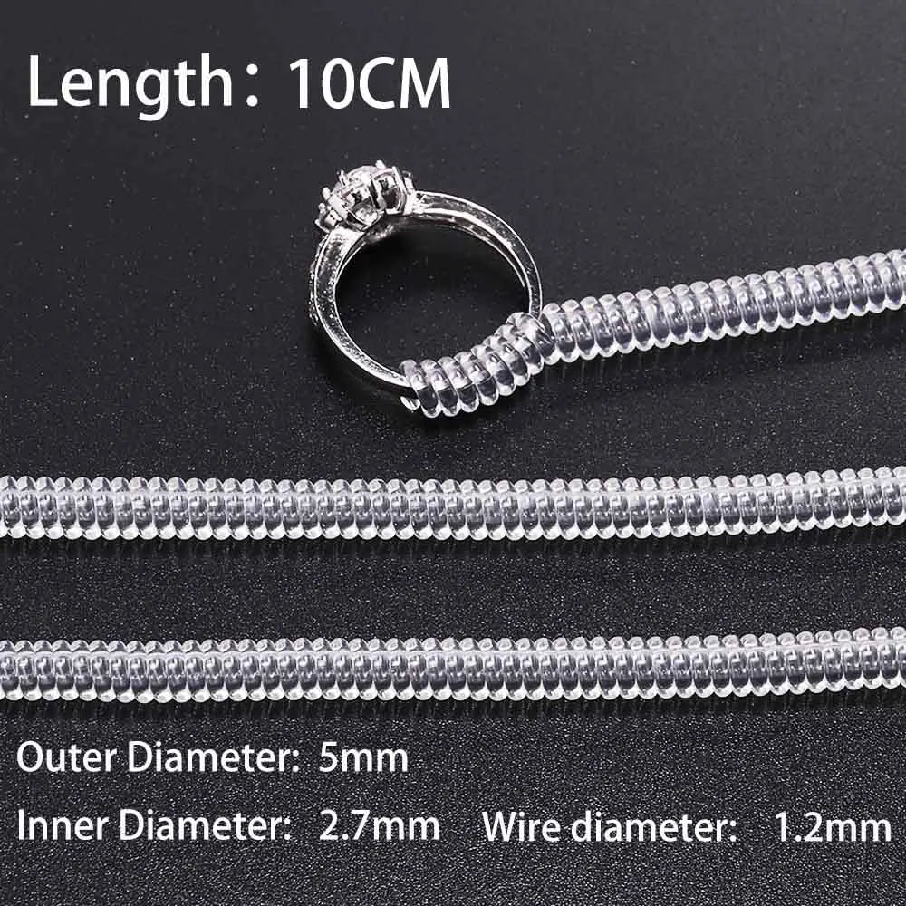 4pcs/lot Transparent Spiral Based Ring Tools Spring Coil Ring Size Adjuster Guard Tightener Reducer Resizing Tool For Jewelry