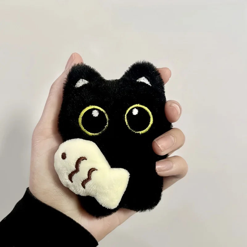 1Pcs Cool Plush Black Cat Doll Toy Keychain Bag Pendant Charms Car Keyring Accessories For Women Couples Kawaii Gift