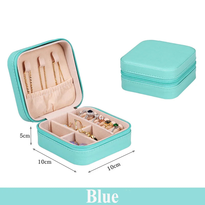 Wunionup Portable Mini Jewelry Travel Case PU Leather Organizer Box Jewelry Storage Holder for Girls Womens Earring, Necklace