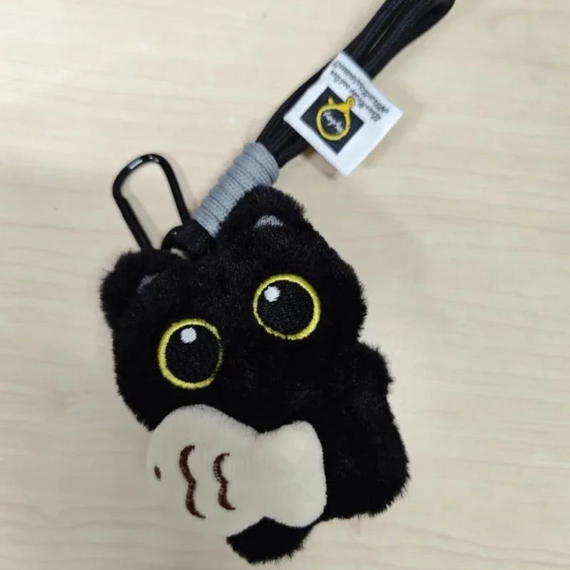 1Pcs Cool Plush Black Cat Doll Toy Keychain Bag Pendant Charms Car Keyring Accessories For Women Couples Kawaii Gift