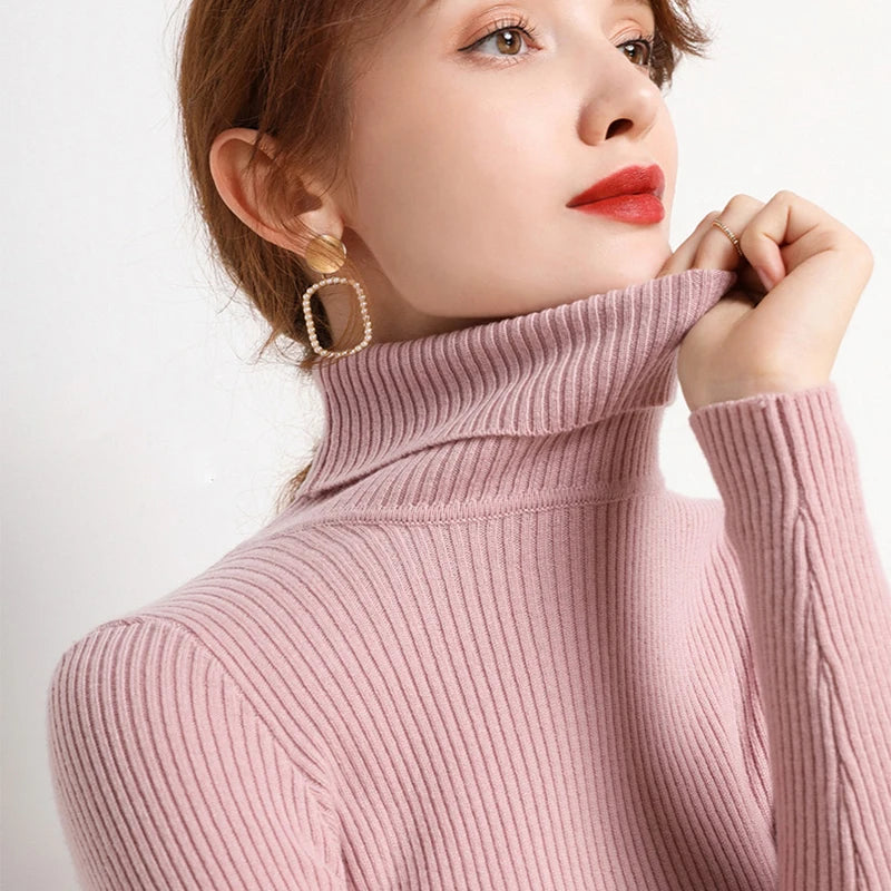 Turtleneck Sweater Womens 2025 Autumn Winter Tops Korean Slim Women Pullover Jumper Knitted Sweater Pull Femme Hiver Truien