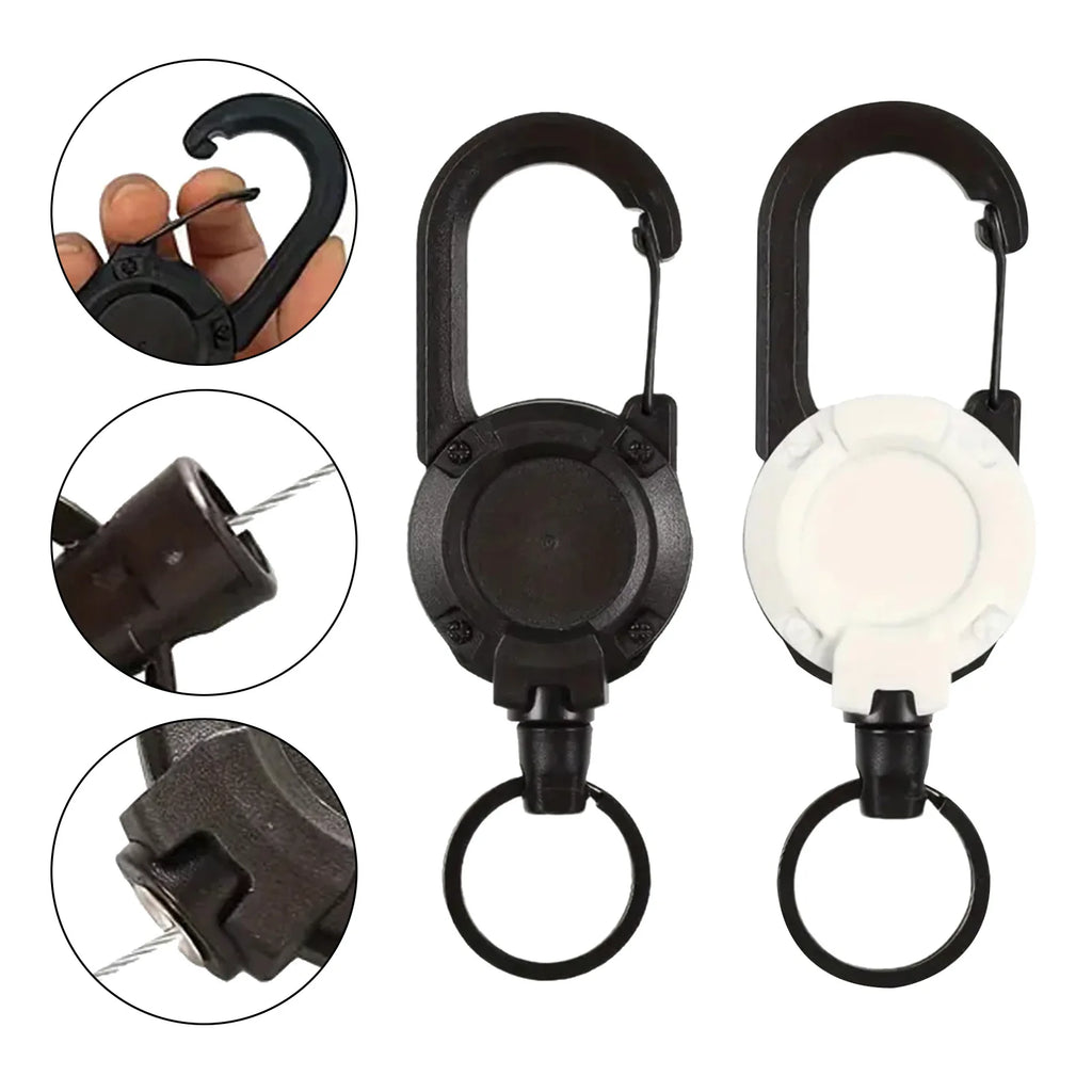 Heavy Duty Retractable Badge Reel Anti-theft Metal Easy-to-pull Buckle Rope Elastic Keychain Sporty Retractable Key Ring Tools