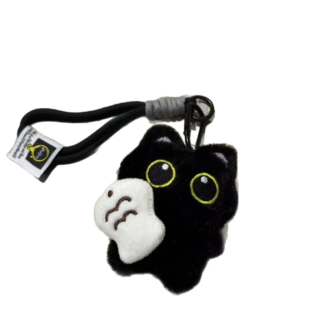 1Pcs Cool Plush Black Cat Doll Toy Keychain Bag Pendant Funny Animals Charms Car Keyring Accessories For Women Couples Gifts