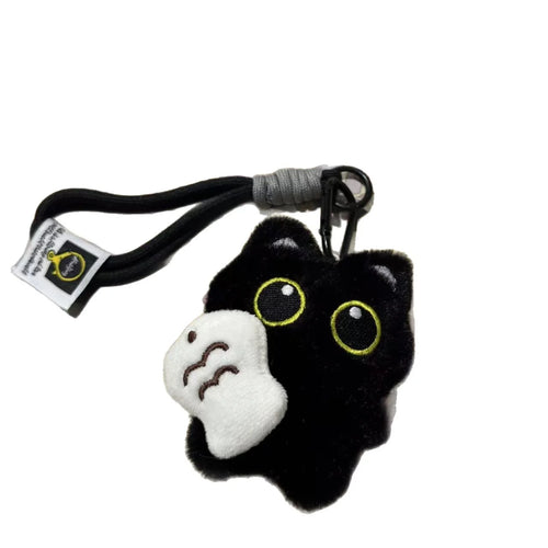 1Pcs Cool Plush Black Cat Doll Toy Keychain Bag Pendant Funny Animals Charms Car Keyring Accessories For Women Couples Gifts