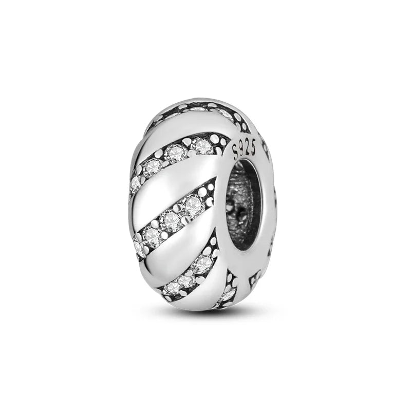 925 Sterling Silver Silicone Spacer Stopper Beads Charms Jewelry Fit Original 925 Bracelet For Women DIY Gift Party