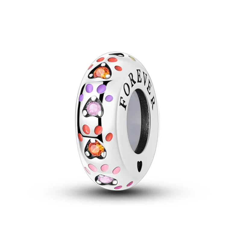 925 Sterling Silver Silicone Spacer Stopper Beads Charms Jewelry Fit Original 925 Bracelet For Women DIY Gift Party