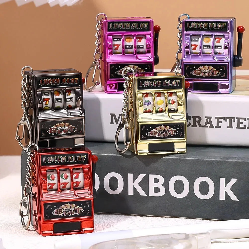 Simple Fashion Trend Keychain Toy Fruit Machine Slot Machine Keychain Personalized Creative Car Pendant Key Ring GiftAccessories