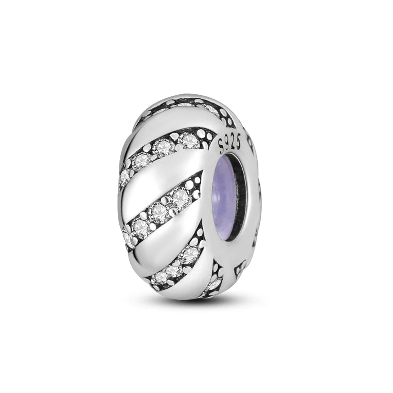 925 Sterling Silver Silicone Spacer Stopper Beads Charms Jewelry Fit Original 925 Bracelet For Women DIY Gift Party