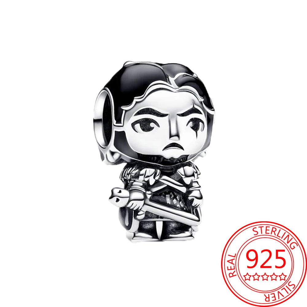 Game Theme 925 Sterling Silver Flying Dragon&Egg&Throne&Night Light Heart&Ice Fire Bead&Wolf Head&Magic Flower Monster Charm