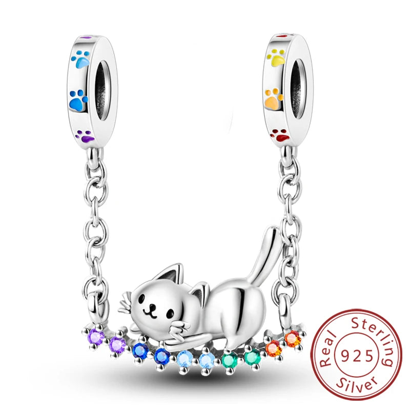 New 925 Sterling Silver Charm Beads Dog Cat Pets Pendant Fit Original Bracelet Necklace DIY Charm Jewelry Making