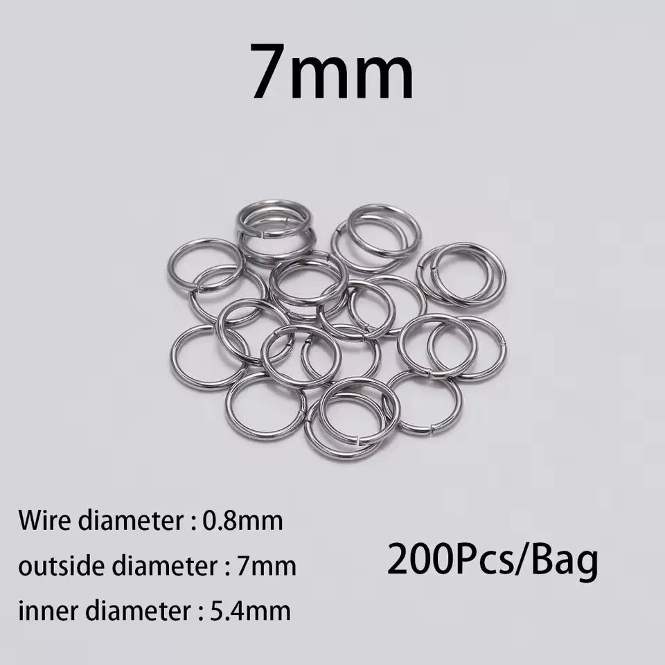 200Pcs 3-10mm Stainless Steel Split Ring Open Single Loops Jump Rings Connectors for DIY Jewelry Making Findings Accessories