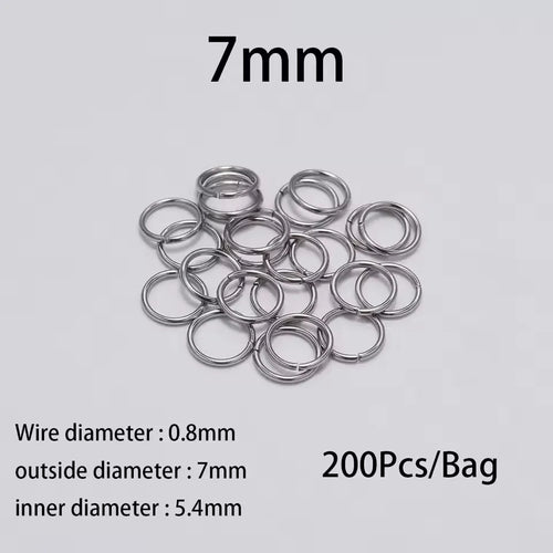 200Pcs 3-10mm Stainless Steel Split Ring Open Single Loops Jump Rings Connectors for DIY Jewelry Making Findings Accessories