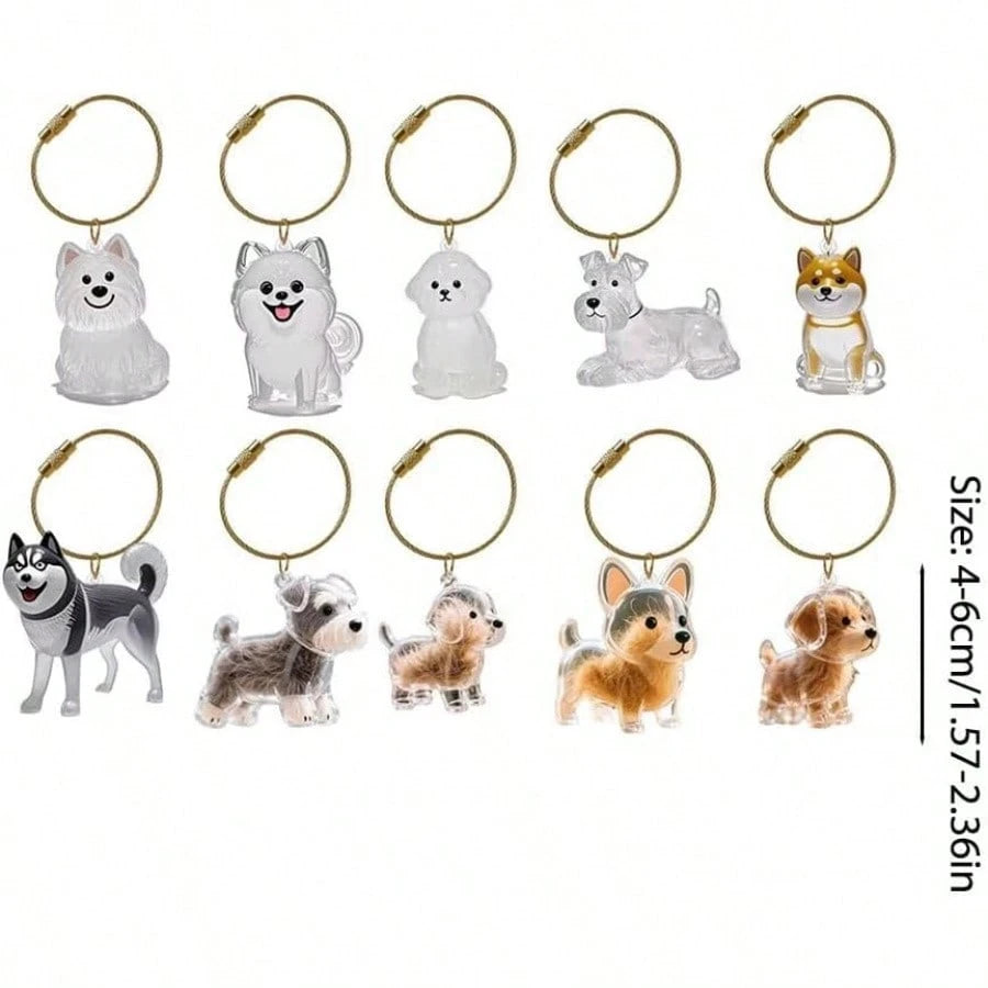 Transparent Cat/Dog Hair Collection Capsule Keychain Kawaii Memorial Pet Cat Dog Hair Capsule for Keychain DIY Pendant Accessory