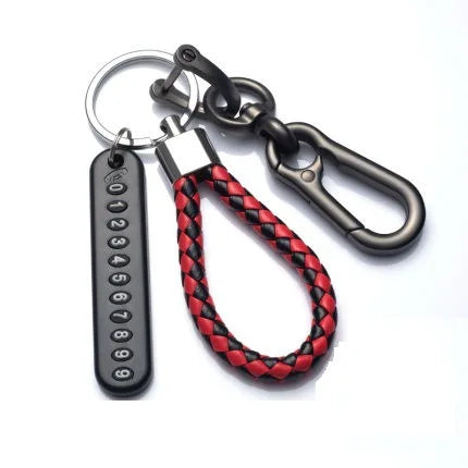 Mobile Phone Number Plate Woven Rope Car Key Anti-loss Phone DIY Pendant Men's and Women's 8-shaped Key Chain Key Chain