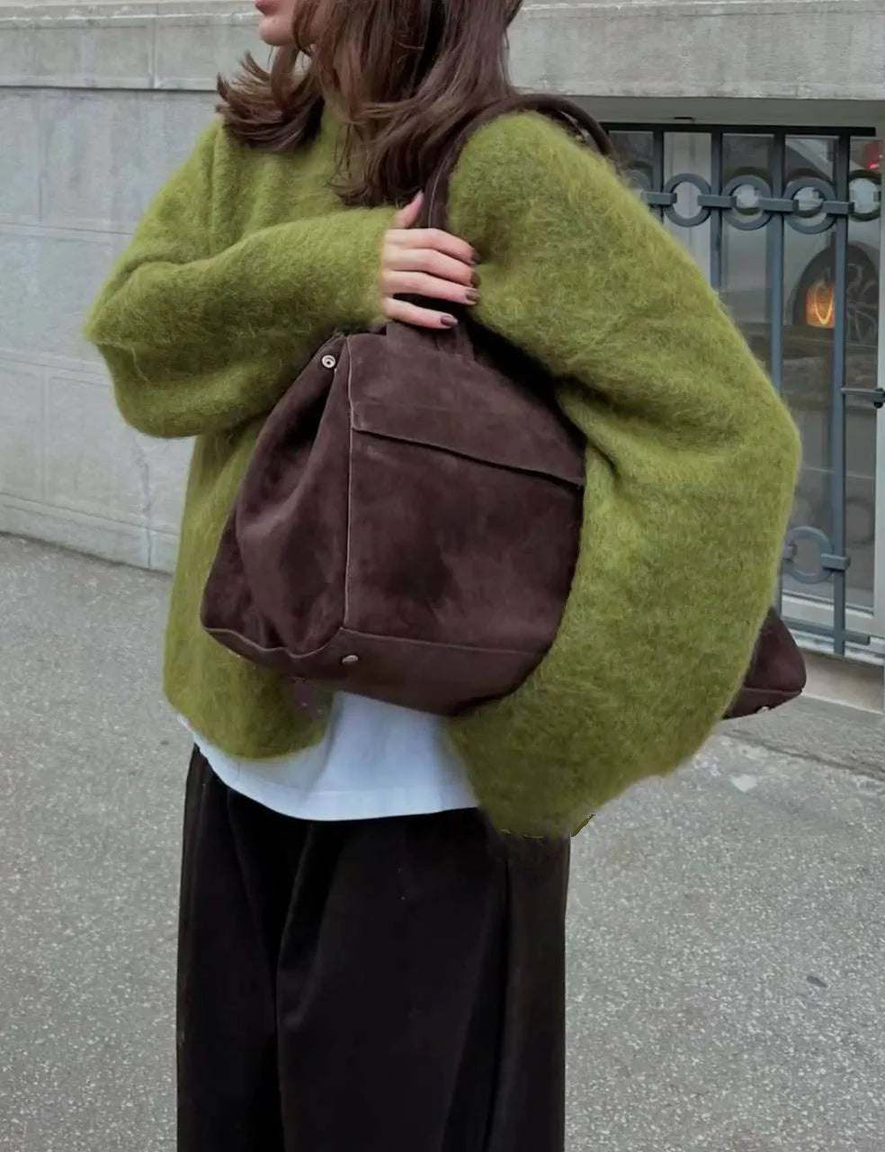 Hirsionsan Basic O Neck Basic Sleeve Sweater Women 2025 Oversized Short Knitted Wool Pullover Female Casual Thick Warm Soft Tops