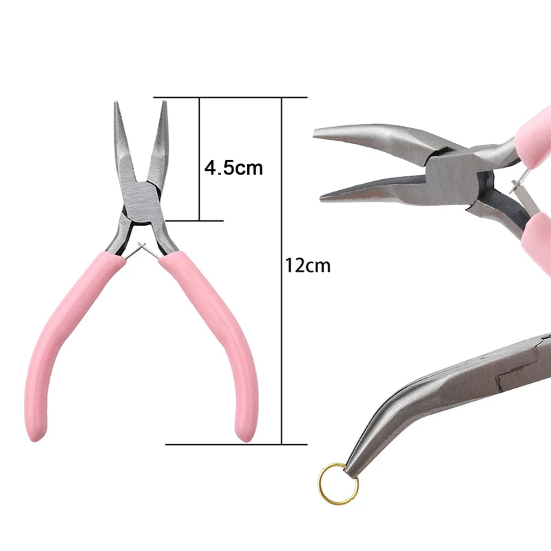 Cute Pink Color Handle Anti-slip Splicing and Fixing Jewelry Pliers Tools & Equipment Kit for DIY Jewelery Making Needlework