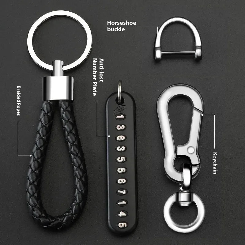 Mobile Phone Number Plate Woven Rope Car Key Anti-loss Phone DIY Pendant Men's and Women's 8-shaped Key Chain Key Chain
