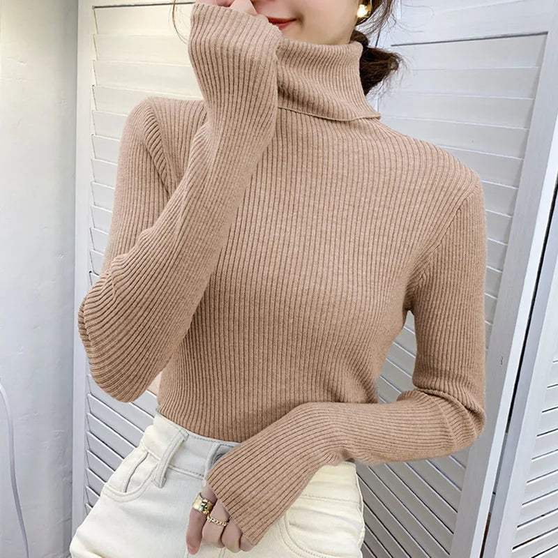 Turtleneck Sweater Womens 2025 Autumn Winter Tops Korean Slim Women Pullover Jumper Knitted Sweater Pull Femme Hiver Truien