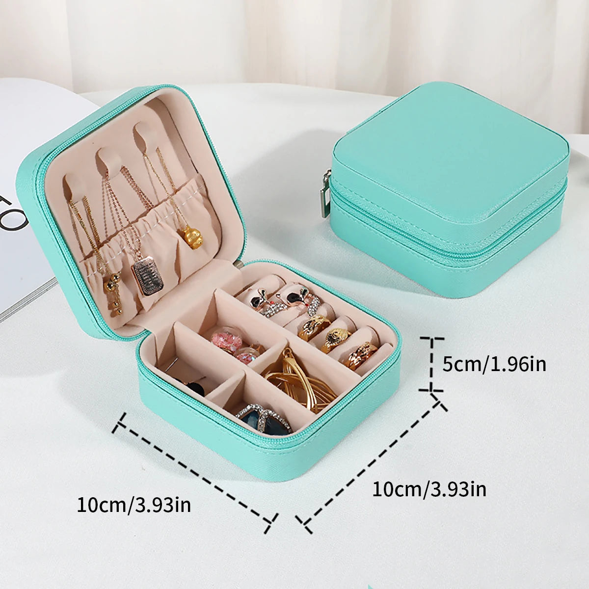 Wunionup Portable Mini Jewelry Travel Case PU Leather Organizer Box Jewelry Storage Holder for Girls Womens Earring, Necklace