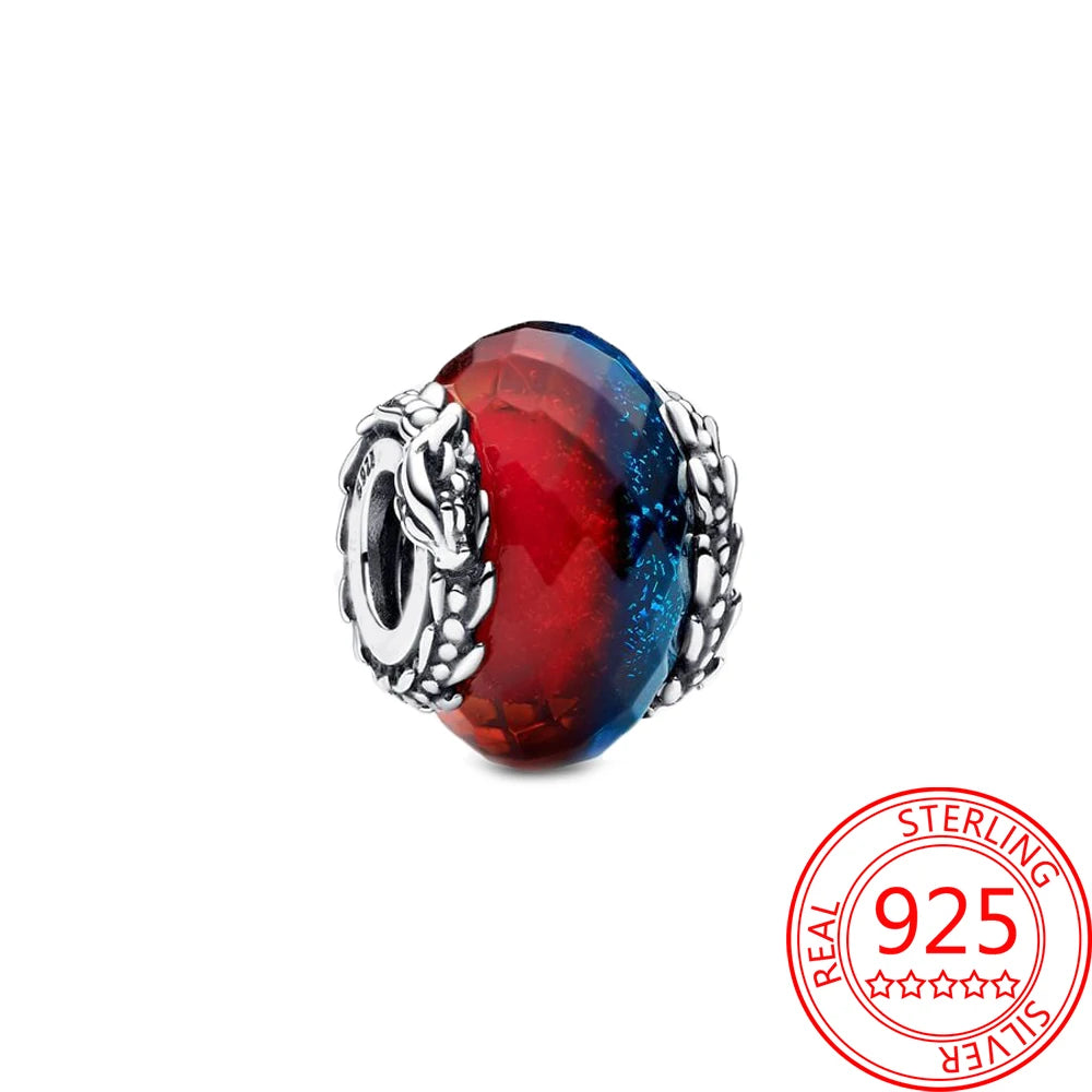 Game Theme 925 Sterling Silver Flying Dragon&Egg&Throne&Night Light Heart&Ice Fire Bead&Wolf Head&Magic Flower Monster Charm