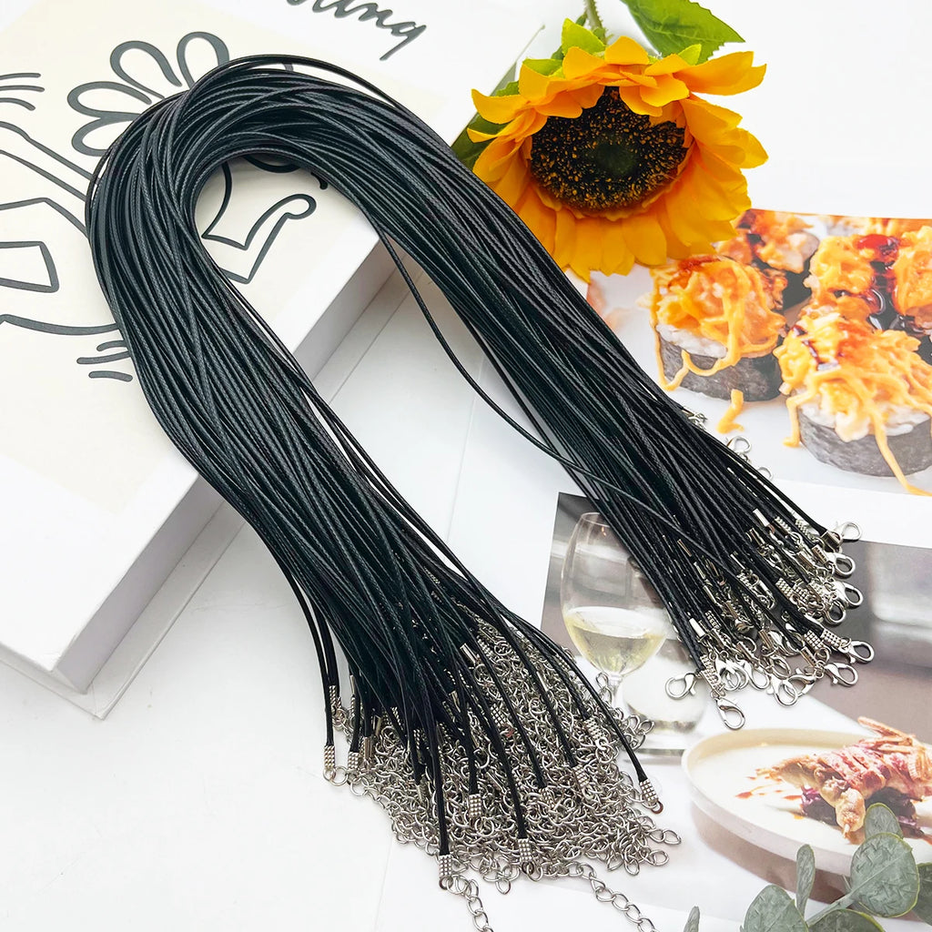 50pcs Black Strap Charm Cord Lanyard Lariat Strap Cords Lobster Clasp Rope Keychains Hooks Mobile Set Charms Jewelry Accessories