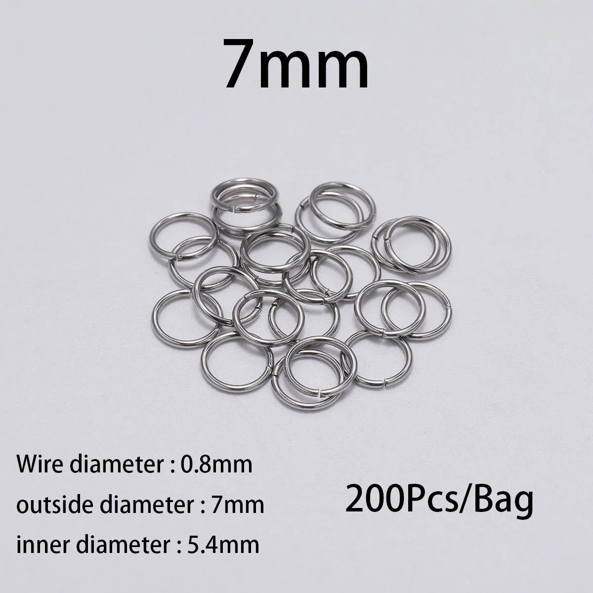 200Pcs 3-10mm Stainless Steel Split Ring Open Single Loops Jump Rings Connectors for DIY Jewelry Making Findings Accessories