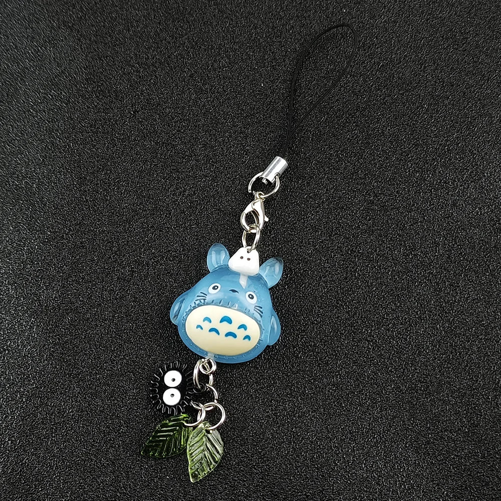 Kawaii Blue Animal Totoro Phone Charm Soot Sprite Keychain Woodland Anime Cat Cosplay Pendant Accessories Handmade Y2K Gift