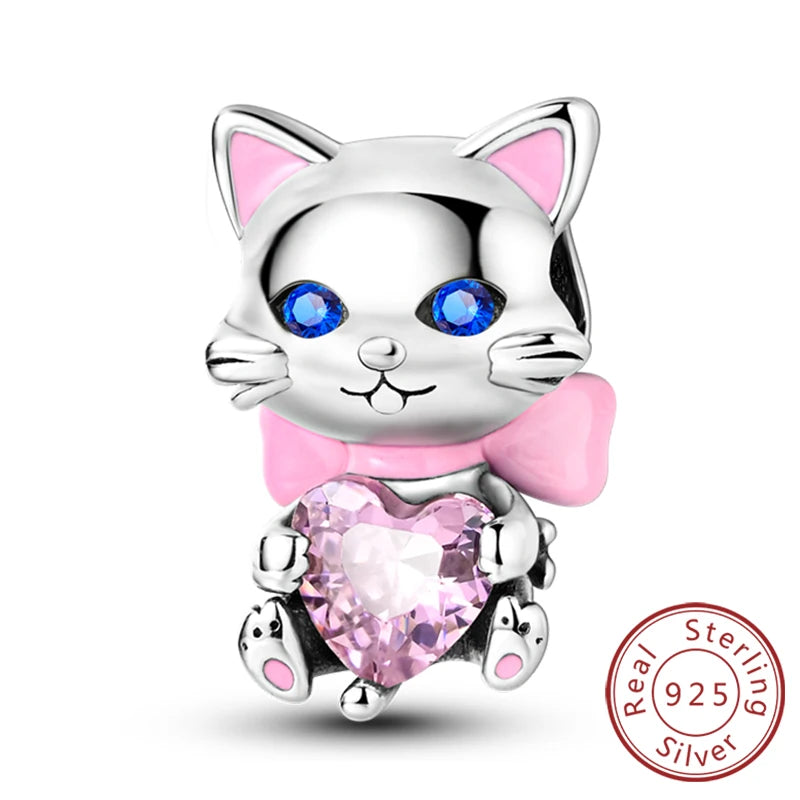 New 925 Sterling Silver Charm Beads Dog Cat Pets Pendant Fit Original Bracelet Necklace DIY Charm Jewelry Making