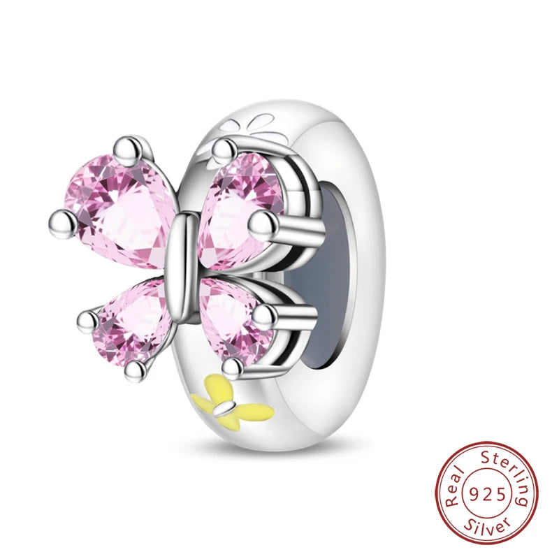 925 Sterling Silver Silicone Spacer Stopper Beads Charms Jewelry Fit Original 925 Bracelet For Women DIY Gift Party