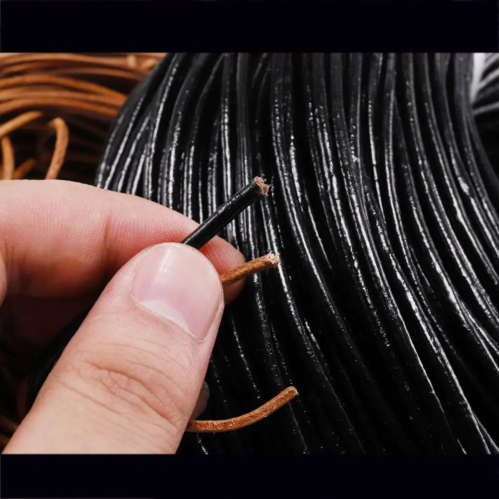 2/5 Meters/Lot 1-6mm Genuine Cow Leather Round Thong Cord DIY Bracelet Findings Rope String For Jewelry Making