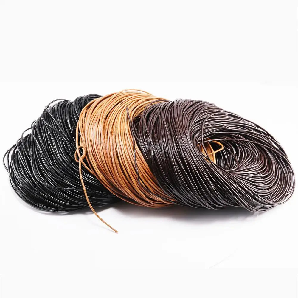 2/5 Meters/Lot 1-6mm Genuine Cow Leather Round Thong Cord DIY Bracelet Findings Rope String For Jewelry Making