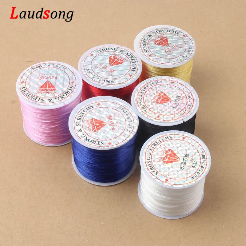 60M 0.5-1.2mm Strong Elastic Crystal Beading Cord Bracelet Necklace Stretch Thread String For Jewelry Making Diy Flexible Line